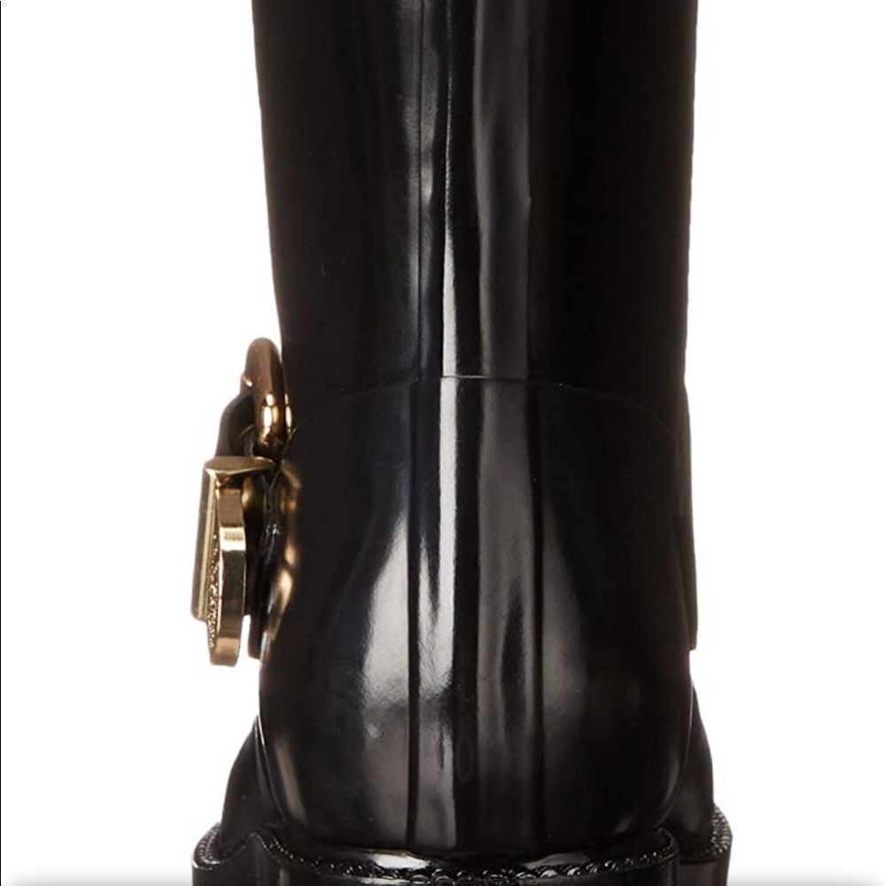 Vince Camuto Rain Boots With Gold Accents Rubber and Black Boots Size 6​​​ - Picture 14 of 14